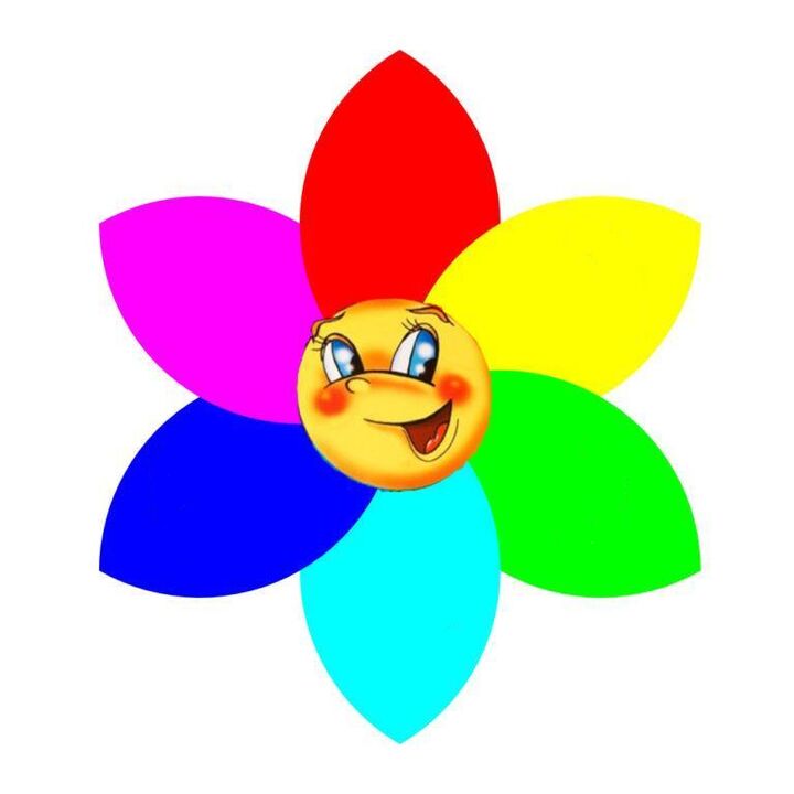 छह पंखुड़ियों वाले रंगीन कागज से बना फूल, जिनमें से प्रत्येक एक मोनो-आहार का प्रतीक है
